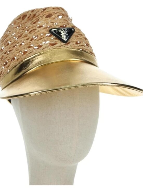 PRADA Hat Raffia S Beige 1HC225 Auth BAZ670M main image 4